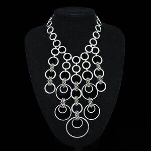 DANNIJO Layered Silver Halo Chain Statement Necklace